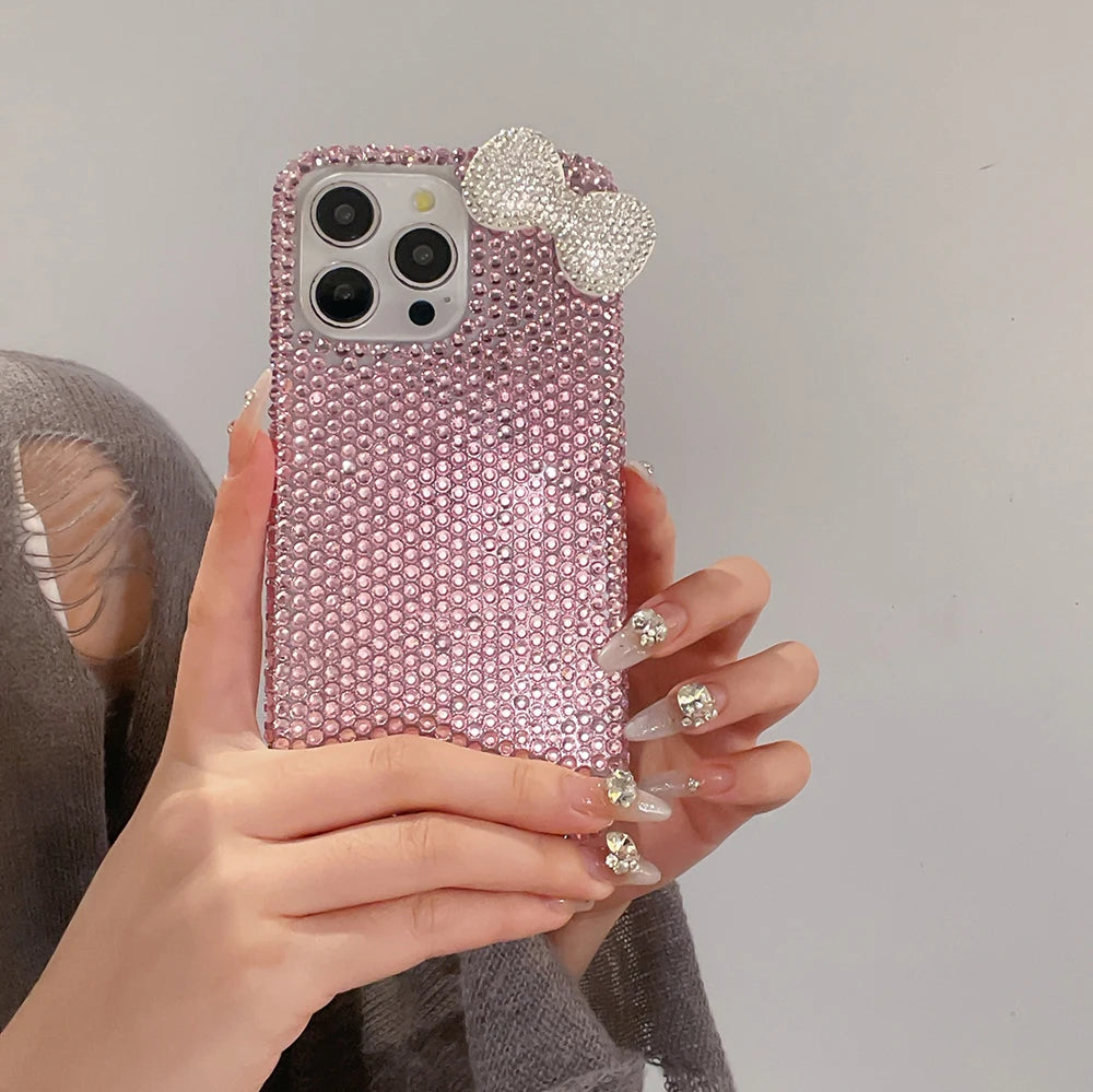 3D Glitter Bowknot Diamond Crystal Phone Case For iPhone Shockproof Bling Cover Case