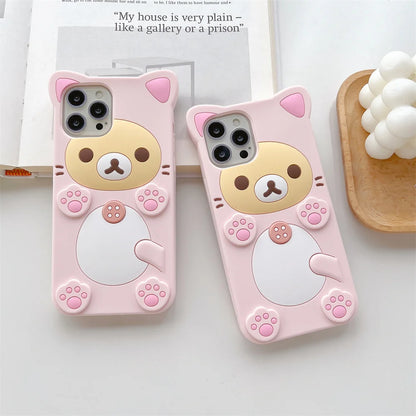 Cute Cartoon 3D Rilakkuma Phone Case For iPhone Key Chain Pendant Cover