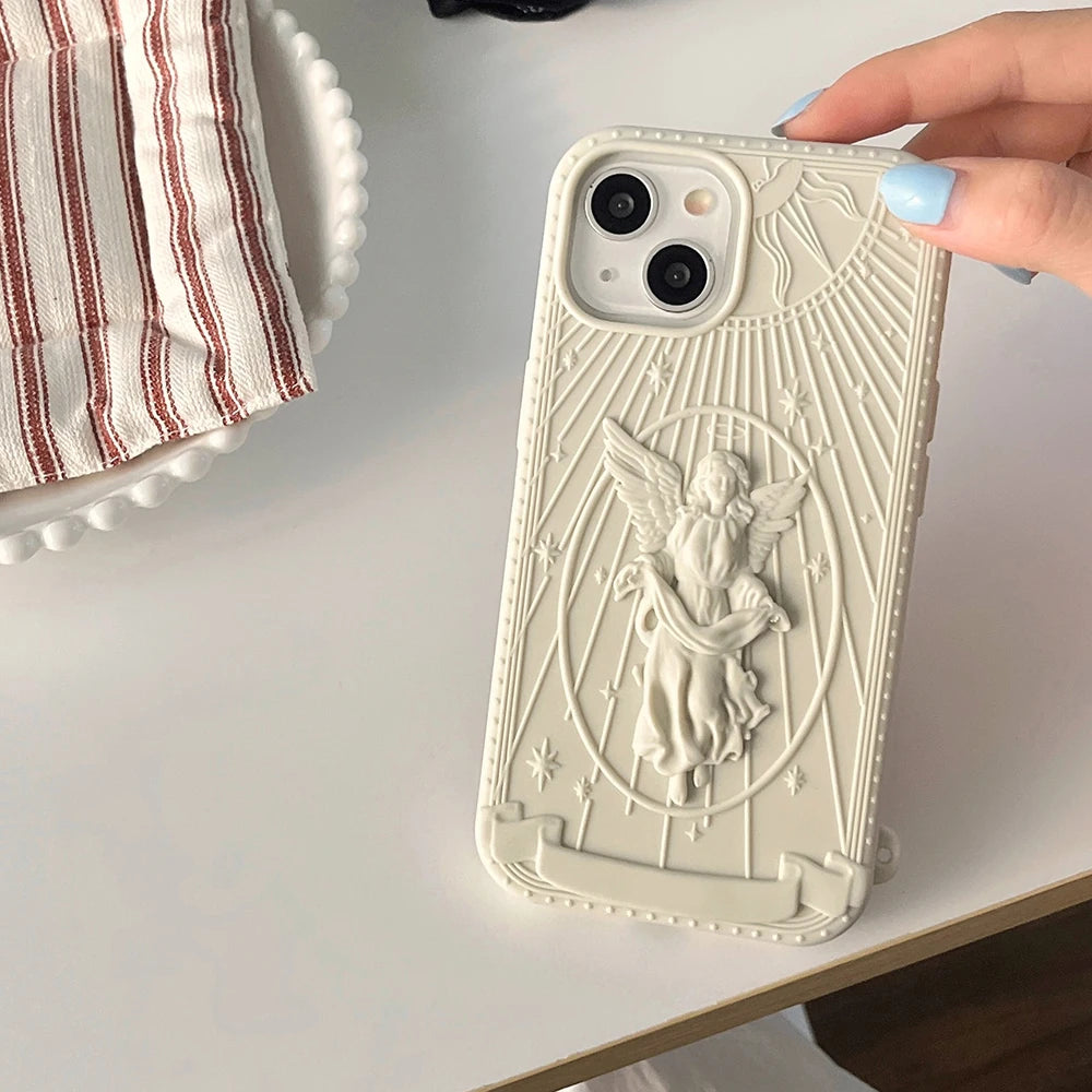Retro Artwork 3D Angel Statue Phone Case