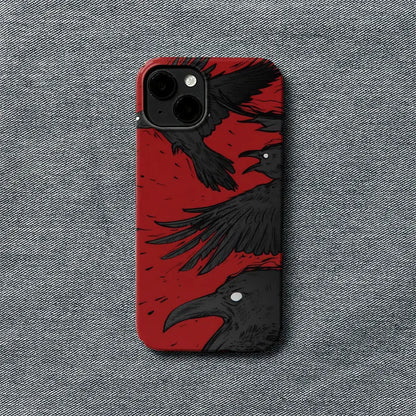 Creative Red Background Black Raven Phone Case