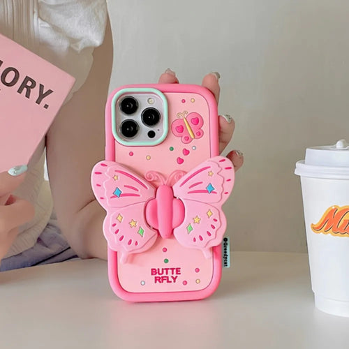 3D Butterfly Folding Bracket Phone Case For iPhone