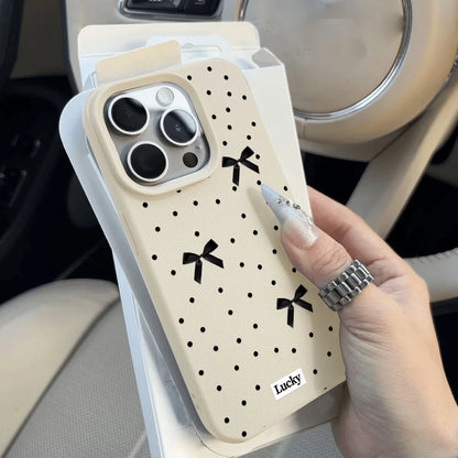 INS Polka Dot Phone Case For iPhone Candy Color Lichee Pattern Silicone Cover