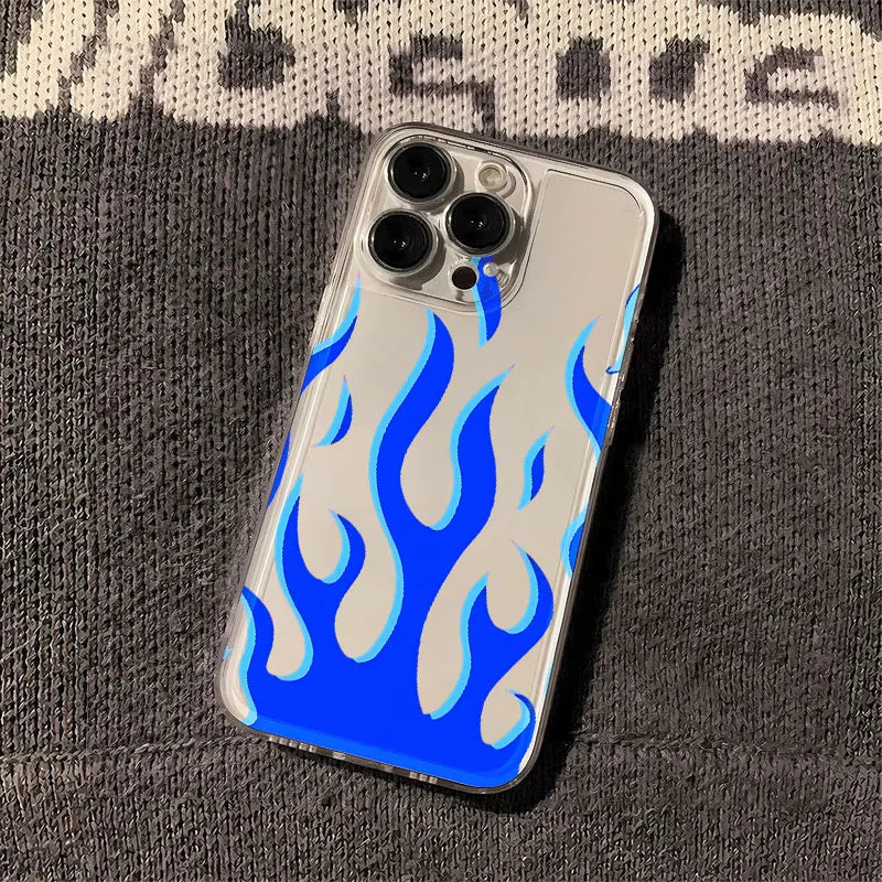 Beautiful Blue Flame Clear Cover Phone Case