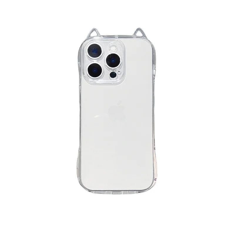 Cute Cat Ears Transparent Phone Case For iPhone Soft Clear Back Cover Shell
