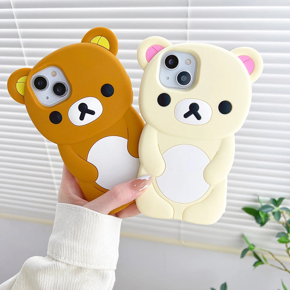Cartoon Rilakkuma Bear Silicone Soft Cover Case For iPhone
