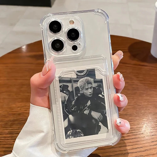 Transparent Card Slot Bag Holder Phone Case For iPhone