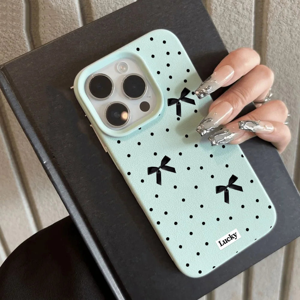 INS Polka Dot Phone Case For iPhone Candy Color Lichee Pattern Silicone Cover