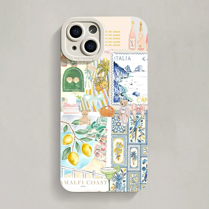 Ocean Creative Coastal Seashell Seaweed Pattern Phone Case For iPhone