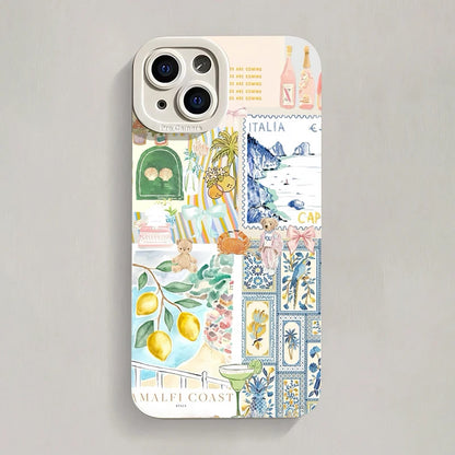 Ocean Creative Coastal Seashell Seaweed Pattern Phone Case For iPhone