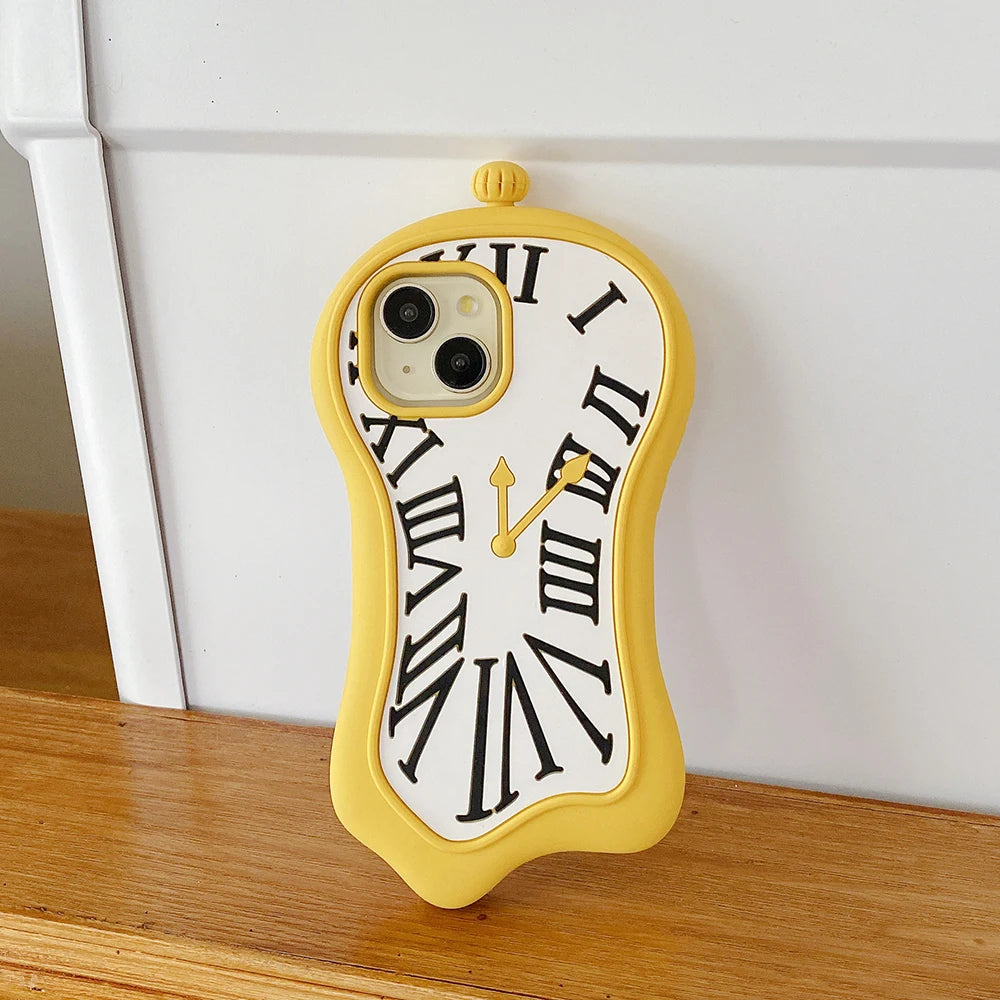 Funny Cartoon 3D Clock Phone Case For iPhone Anti Fall Soft Silicone Cover