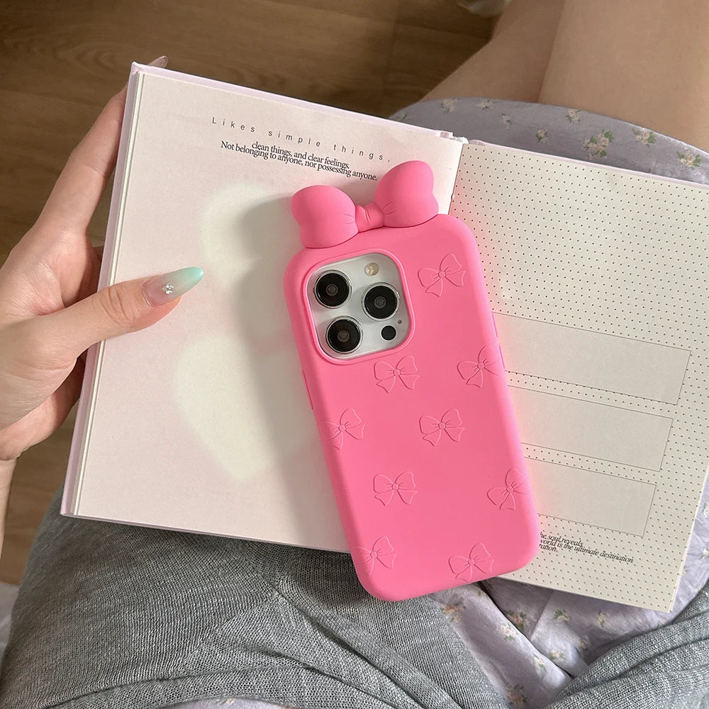 Cute 3D Cartoon Bowknot Phone Case For iPhone