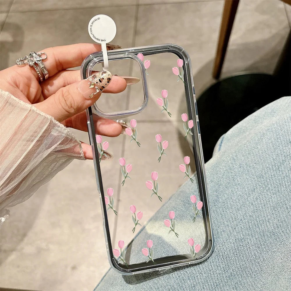 Transparent Flower Phone Case For iPhone