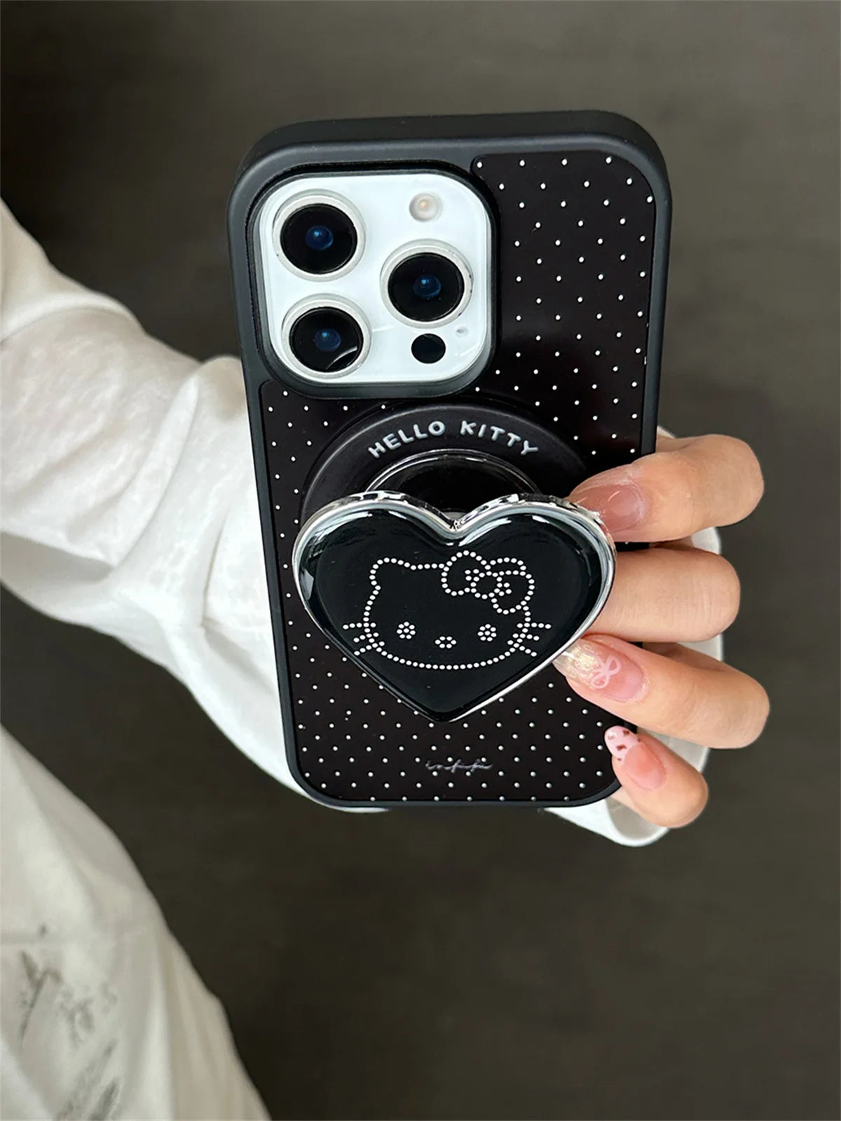 Simple Black Polka Dot Magnetic Phone Case For iPhone