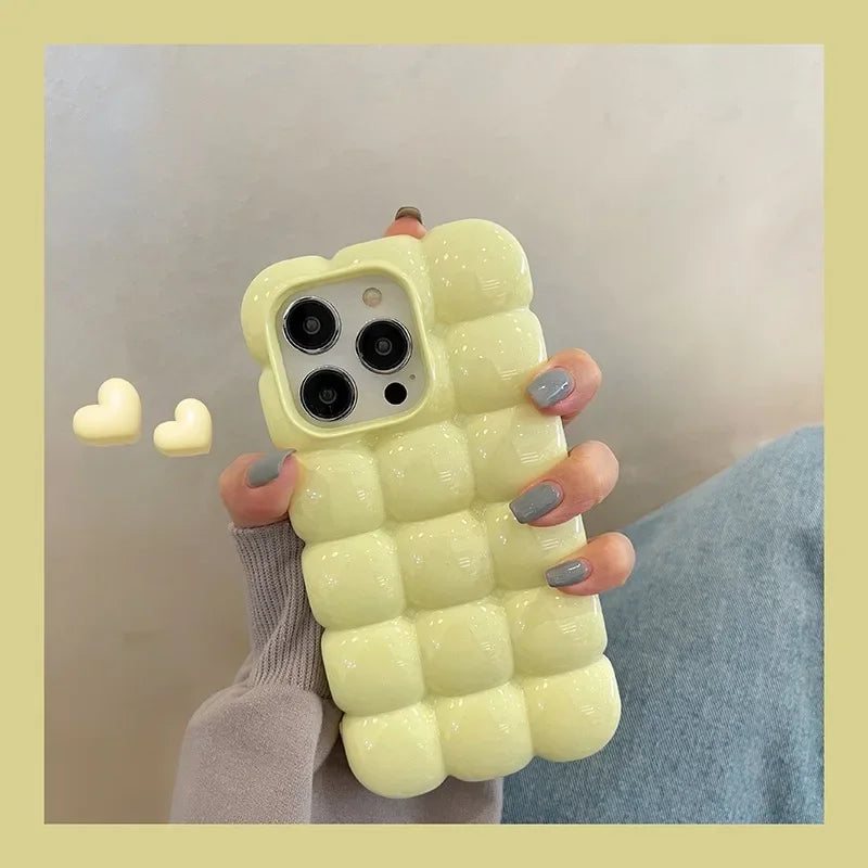 Cute Cartoon 3D Block Lattice Case For iPhone