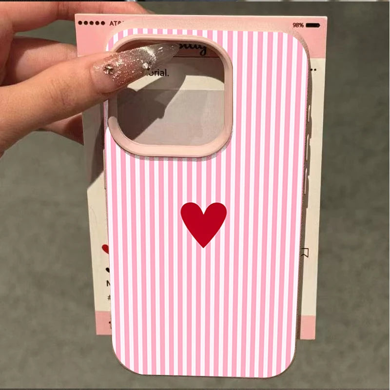 Cute Small Love Heart Pattern Fresh Phone Case For iPhone