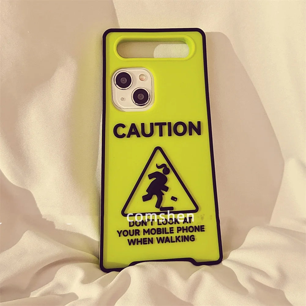 Glow In The Dark Creative Funny Warning Sign Phone Case