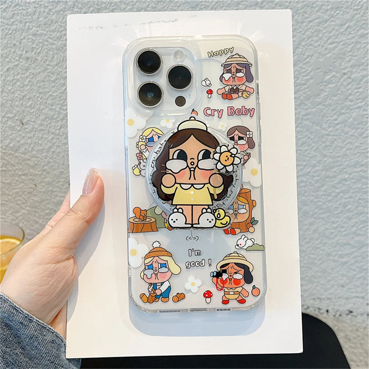 Kawaii Cartoon Cry Girl Magnetic Phone Case For iPhone