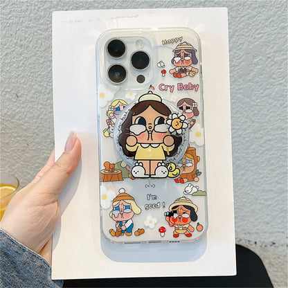 Kawaii Cartoon Cry Girl Magnetic Phone Case For iPhone