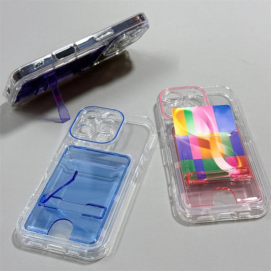 Clear Card Slot Wallet Bag Holder Stand Phone Case