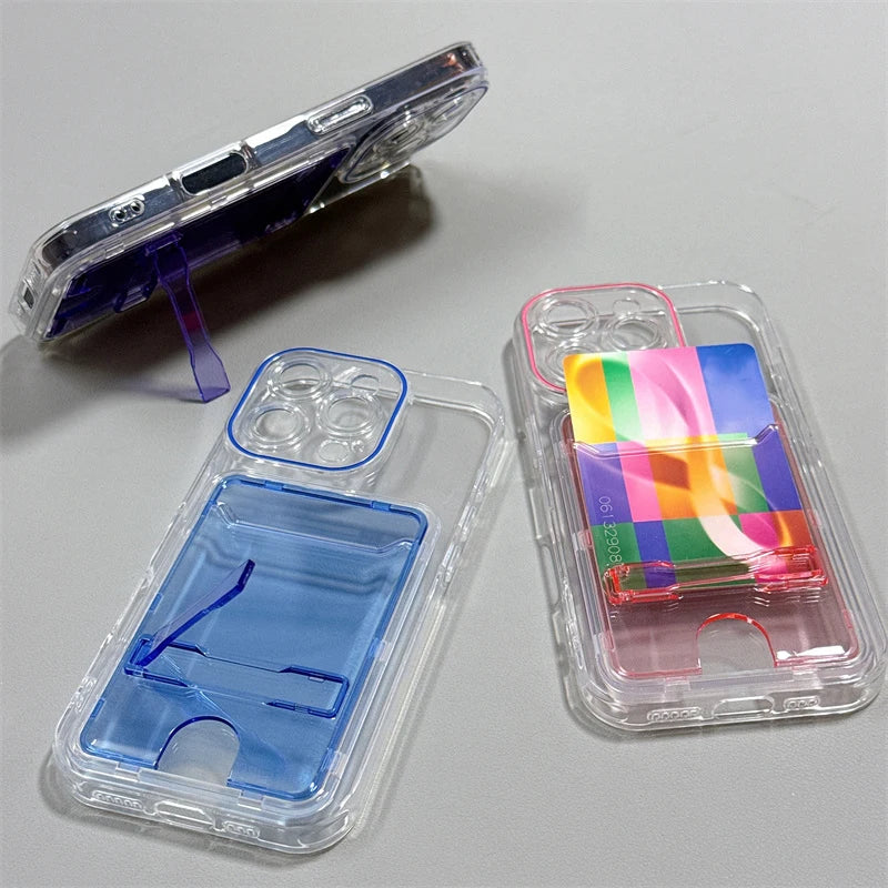Clear Card Slot Wallet Bag Holder Stand Phone Case
