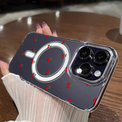 For Magsafe Wireless Charger Case For iPhone Air Cute Cherry Print Phone Cover