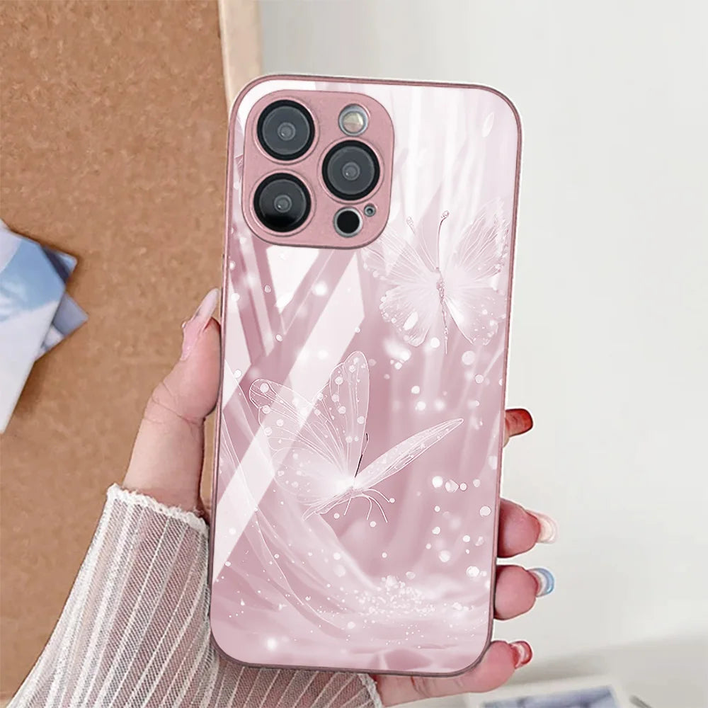 Tempered Glass Phone Case For iPhone