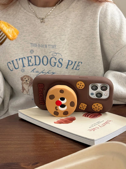 Funny Stand Holder Cookies Soft Silicone Case Cover For iPhone