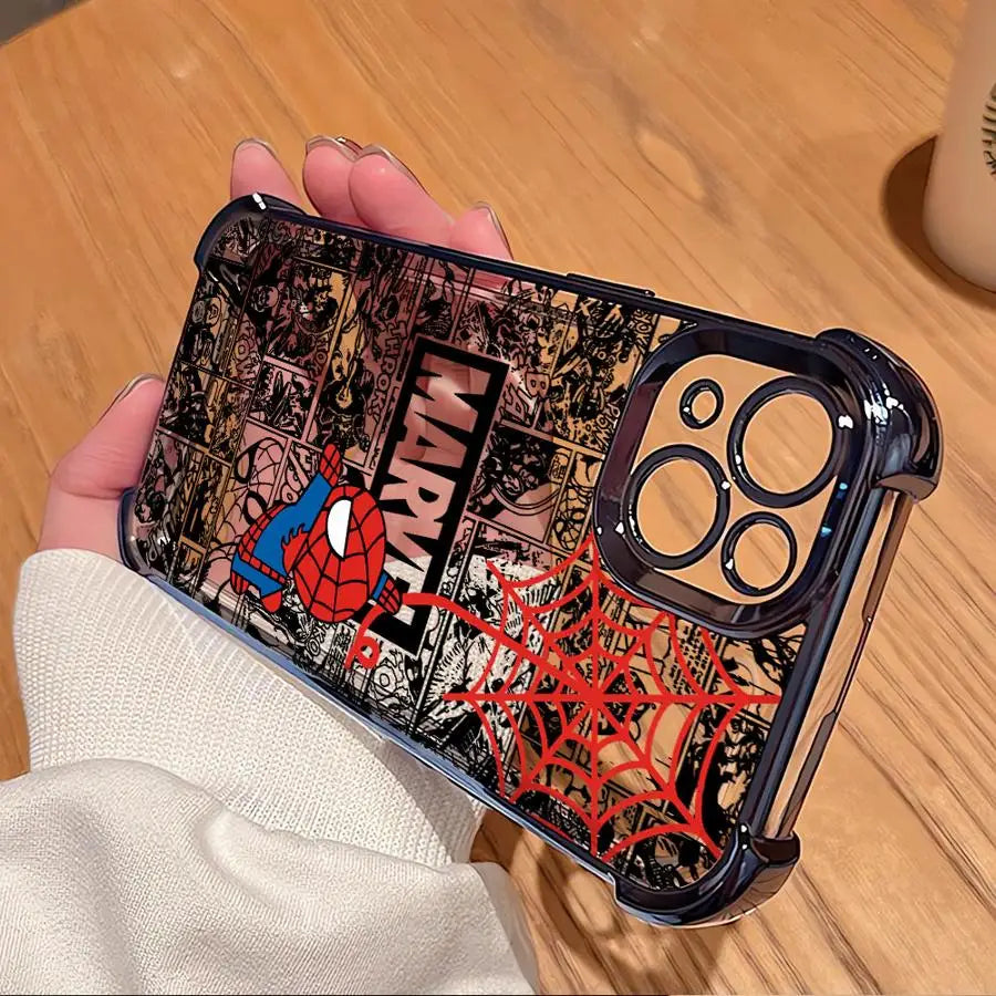 Clear Marvel Spiderman Phone Case For iPhone – Cartoon Design