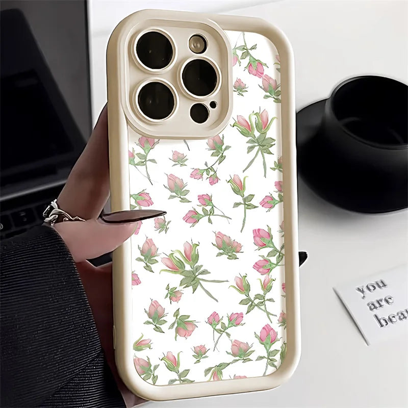 Matte Silicone Flower Phone Case For iPhone