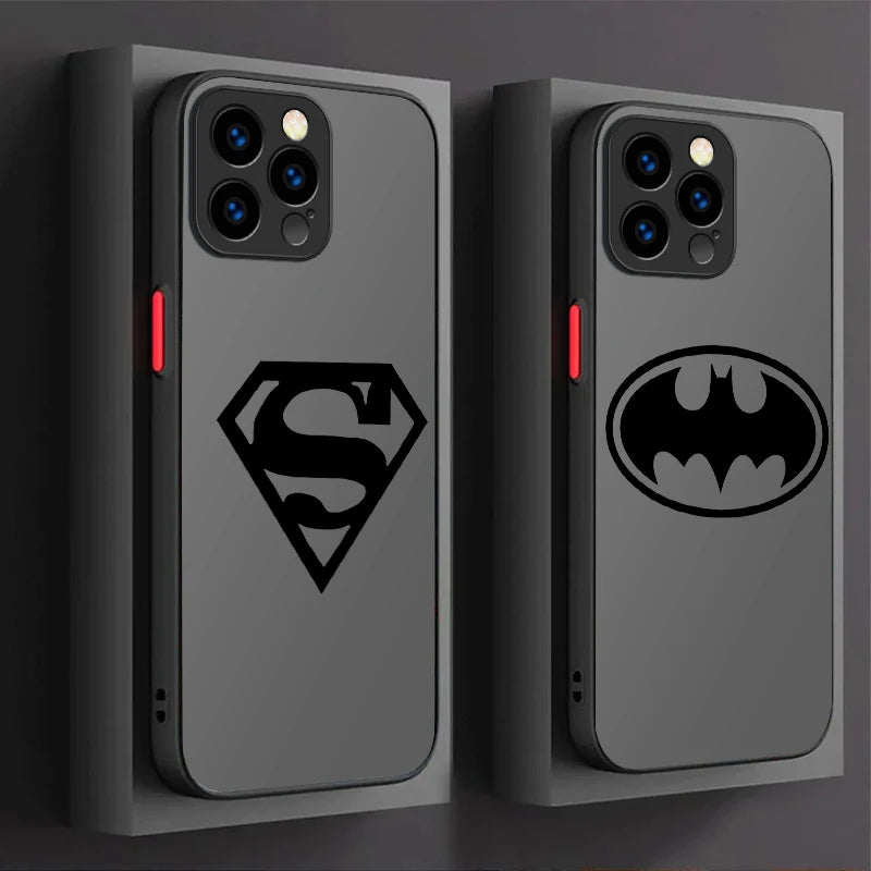 Marvel Cool Batman Spider Man Logo Matte Case For iPhone