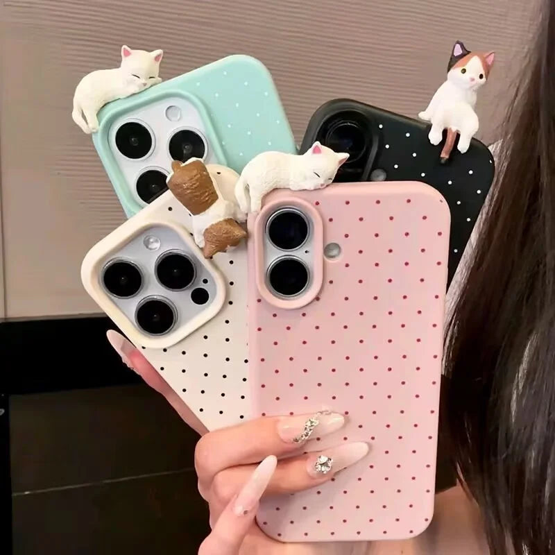 Korea Lovely Polka Dot Pattern Soft Phone Case For iPhone