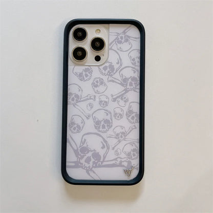 Wildflower 3D Web English Skull Head Phone Case For iPhone