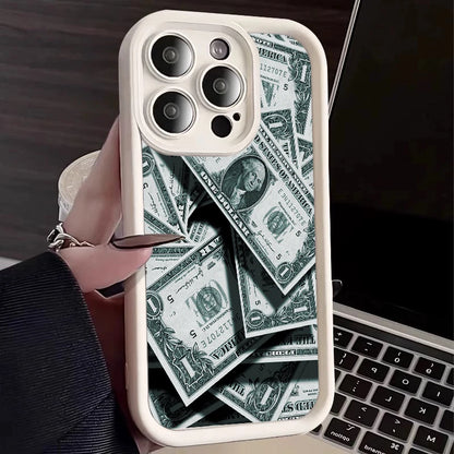 Pink Dollars Full-Coverage Banknote Design Silicone Phone Case For iPhone