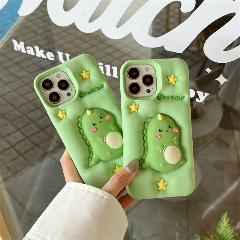 Kawaii Cartoon Dinosaur Silicone Phone Case For iPhone