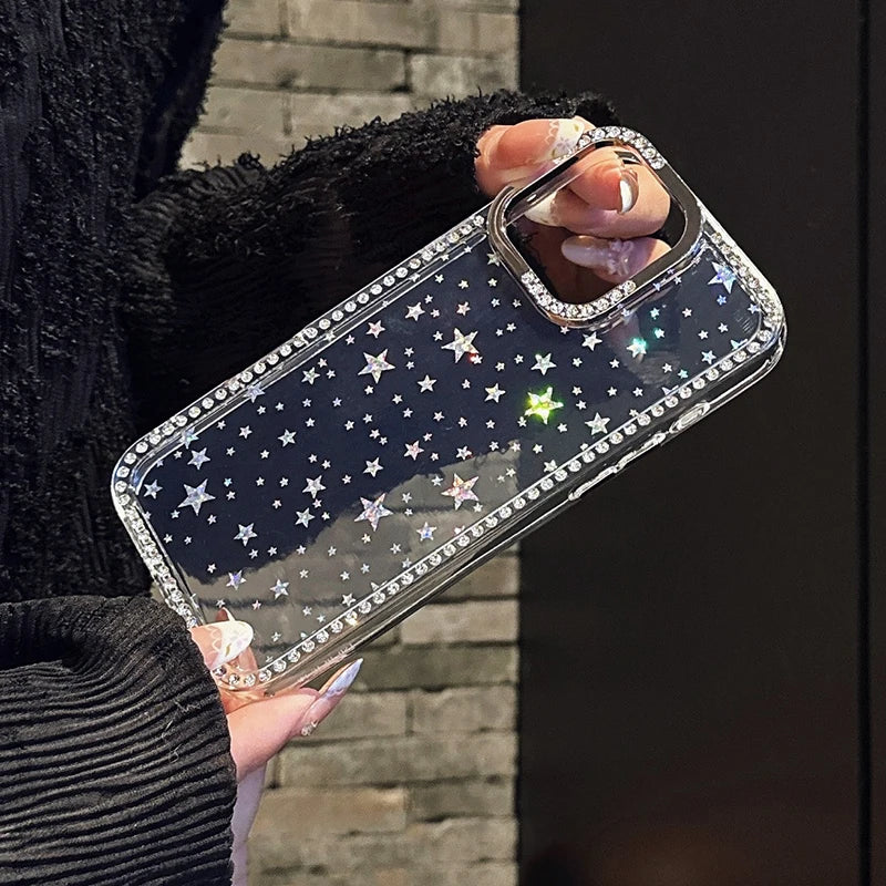 Fashion Bling Glitter Diamond Star Transparent Phone Case