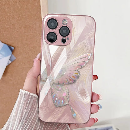 Marble Pattern Butterfly Phone Case For iPhone