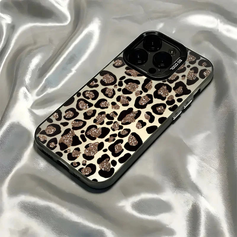 Luxury Glitter Leopard Print Case For iPhone Bling Diamond Camera Protection Soft Cover