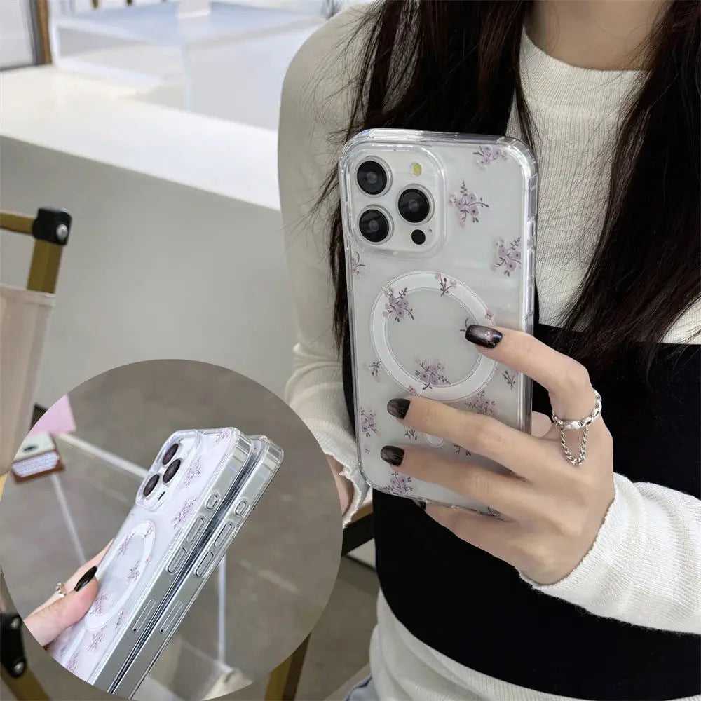 Y2K Pink Bow Flower Phone Case for iPhone