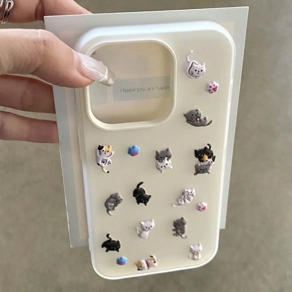 Cartoon Cat DIY Stickers Compatible Phone Case