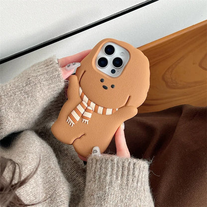 Kawaii 3D Cartoon Scarf Puppy Phone Case For iPhone