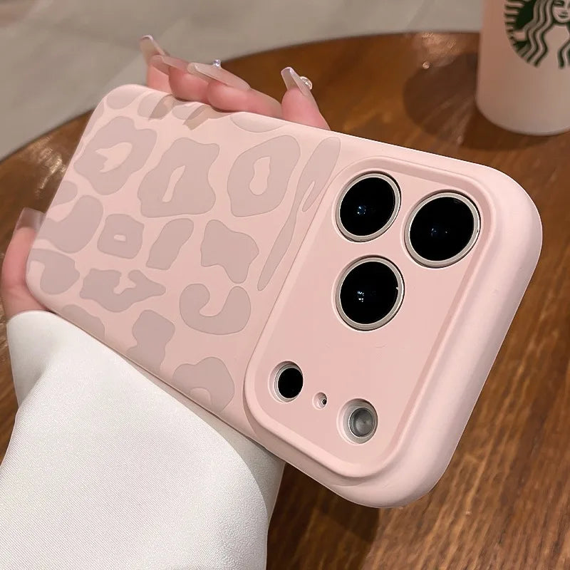 Leopard Liquid Silicone iPhone Case with Camera Control