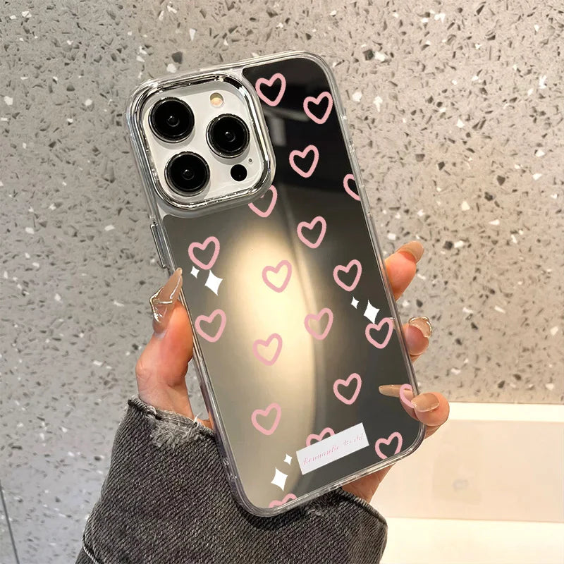 Love Heart Mirror Phone Case For iPhone