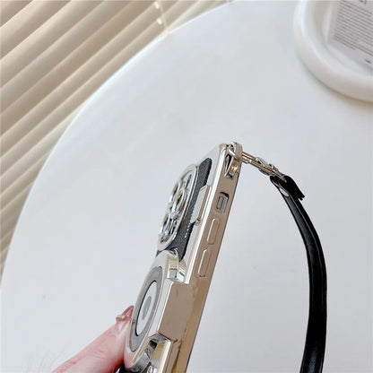 Luxury Retro Stereo Camera Hand With Lanyard Phone Case For iPhone