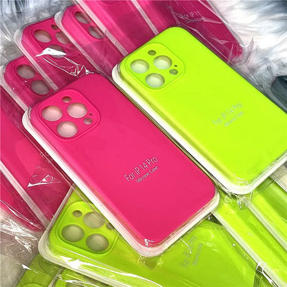 For iPhone Case Neon Liquid Silicone Fluorescence Cover