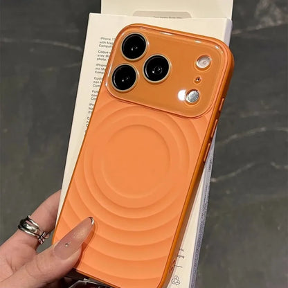 Fashion Liquid Silicone Water Ripple Pattern Big Window Phone Case For iPhone For Magsafe Magnetic Charge Cover