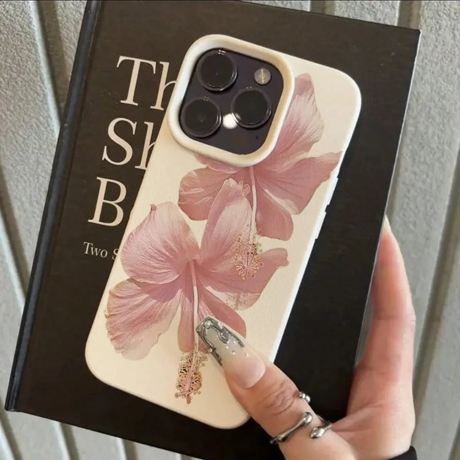 Pink Hibiscus Elegant High Aesthetic Phone Case For iPhone