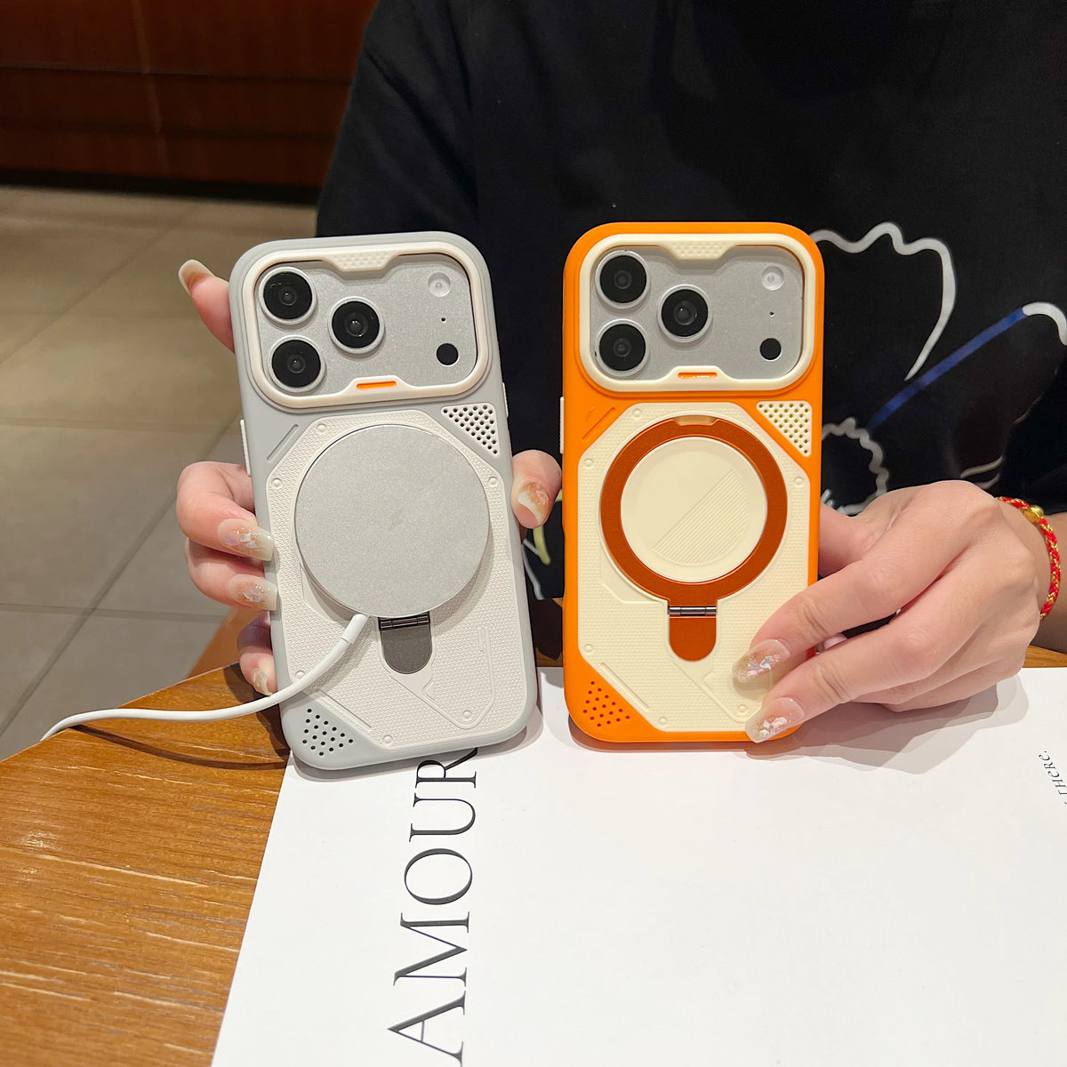 Two- Color Magnetic Kickstand Phone Case For iPhone