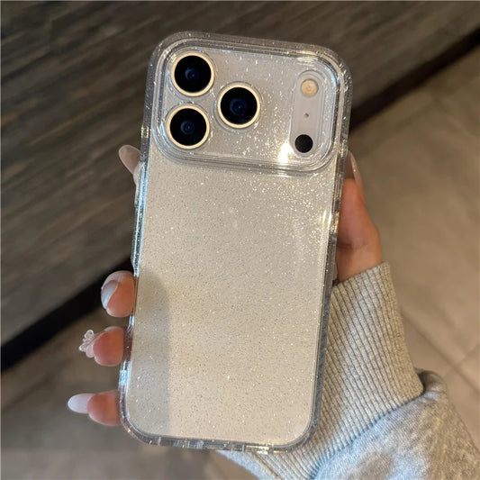 Bling Glitter Clear Shockproof iPhone Case With Lens Protection