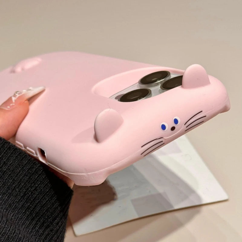 Cartoon Cute 3D Cat Soft Silicone Phone Case