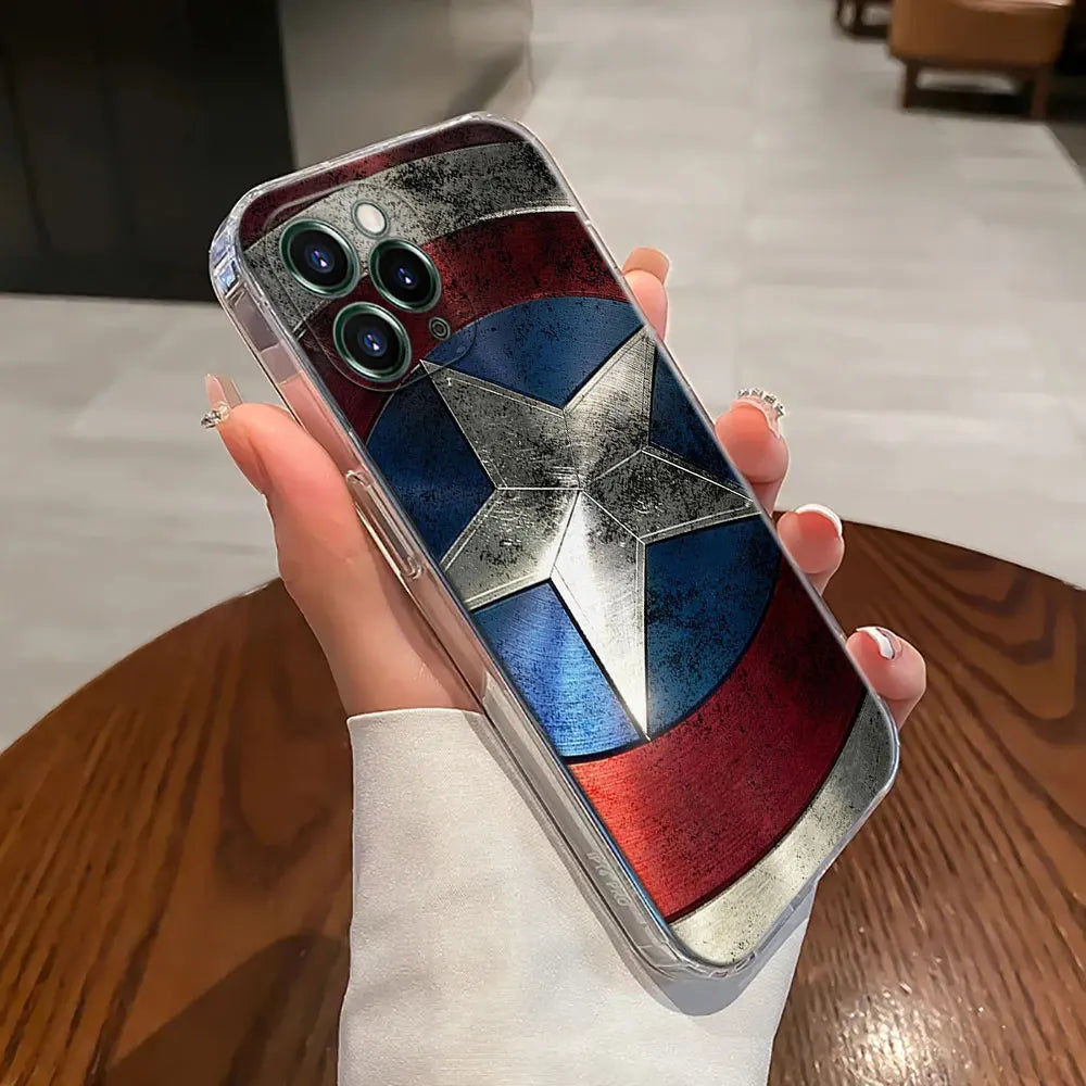 Marvel Cap USA Ironman Hulk Transparent Phone Case For iPhone